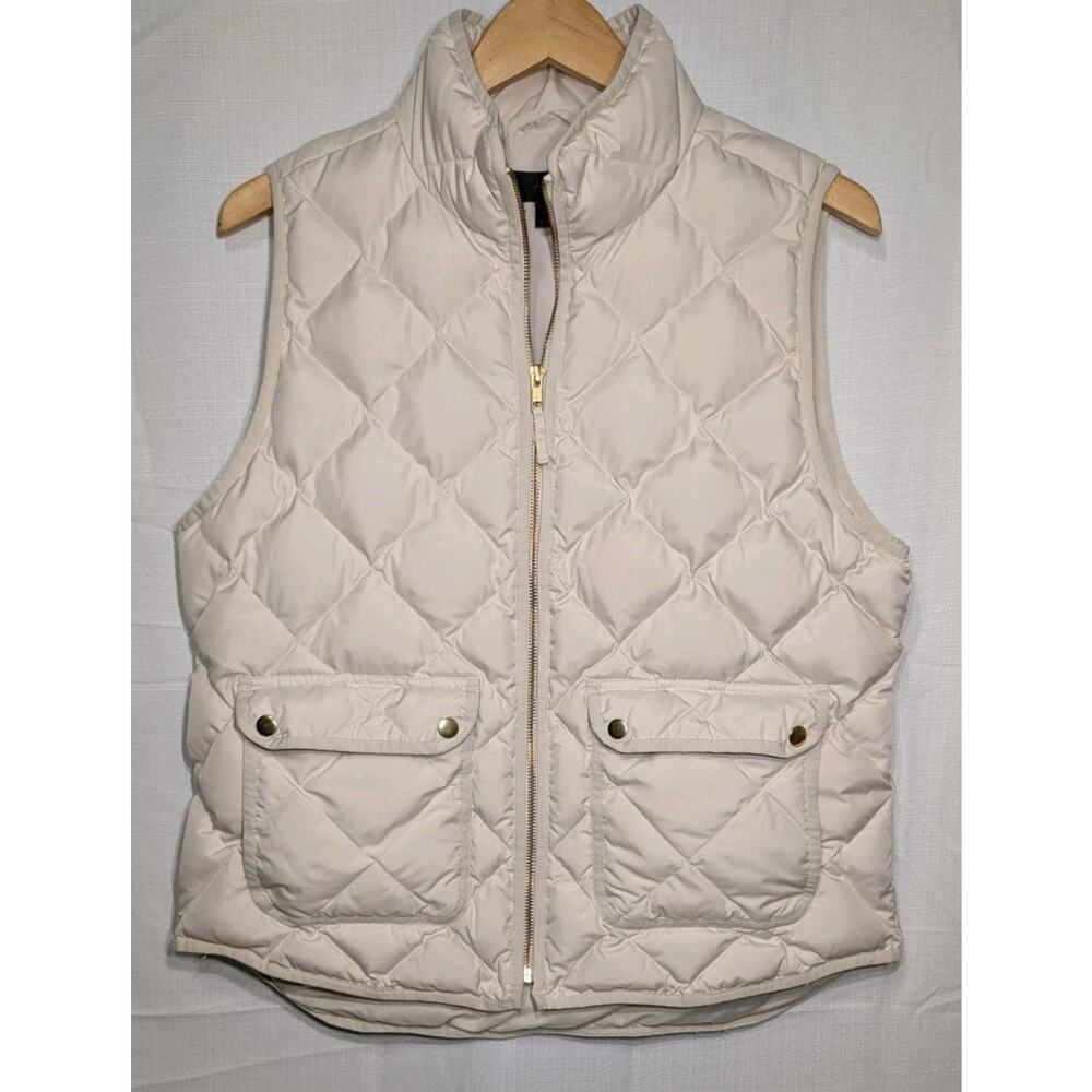 J Crew‎ Womens Quilted Down Puffer Vest Sz Large ivoryFall Minimalist Capsule